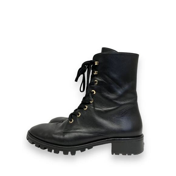 STUART WEITZMAN Black Leather Lace-Up Laine Combat Boots Booties 37 US 7 - Picture 4 of 8